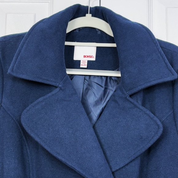 NWT Bongo Juniors' XL Preppy Navy Blue Double-Breasted Peacoat Jacket - Picture 3 of 16